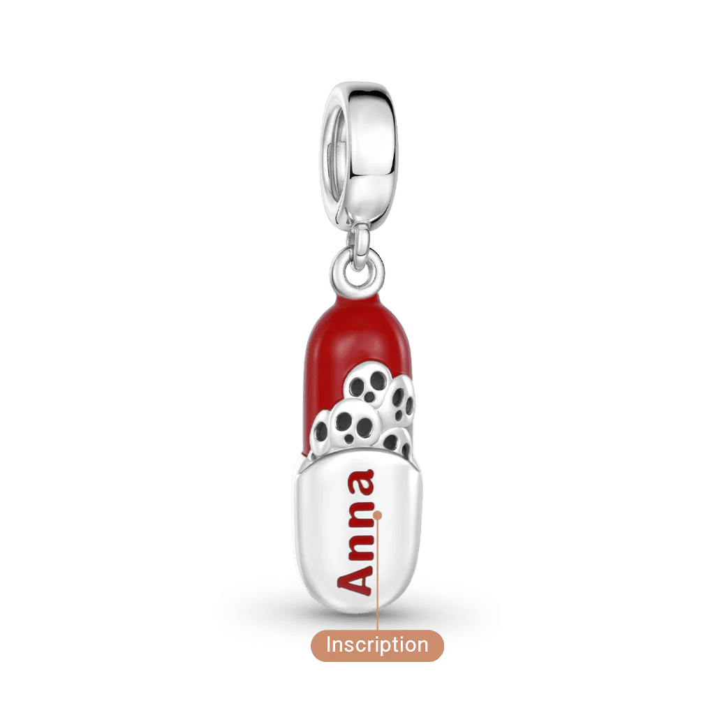 Gnoce  Resentment Pill Engravable Charm Platinum-plated Silver Blend - Image 2