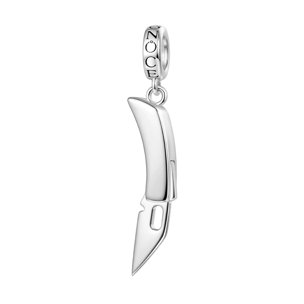 Gnoce Retractable Pocket Knife Engravable Charm Platinum-plated Silver Blend - Image 4
