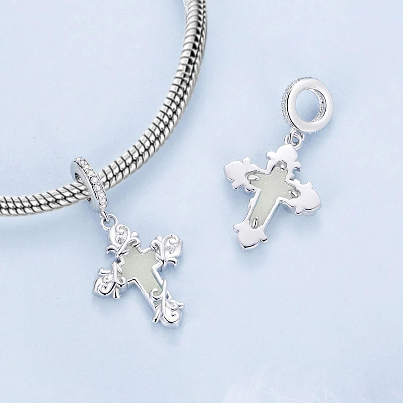 Gnoce Glow-in-the-Dark Retro Cross Pendant Dangle Charm - Image 3