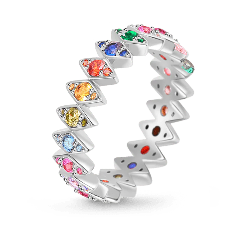 Gnoce Rhombus Colorful Eternity Ring Platinum-plated Silver Blend - Image 2