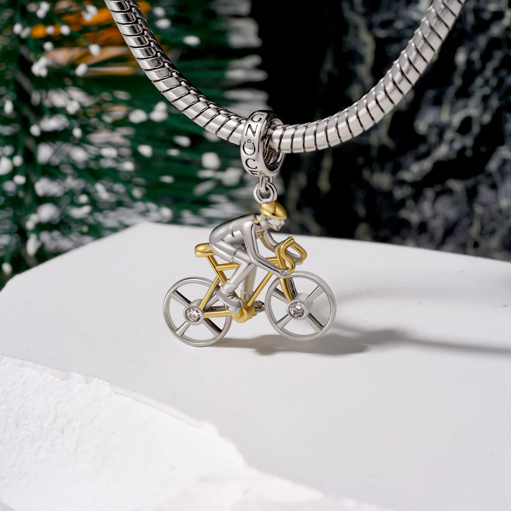 Gnoce Road Cycling Competition Charm Platinum-plated Silver Blend - Image 3