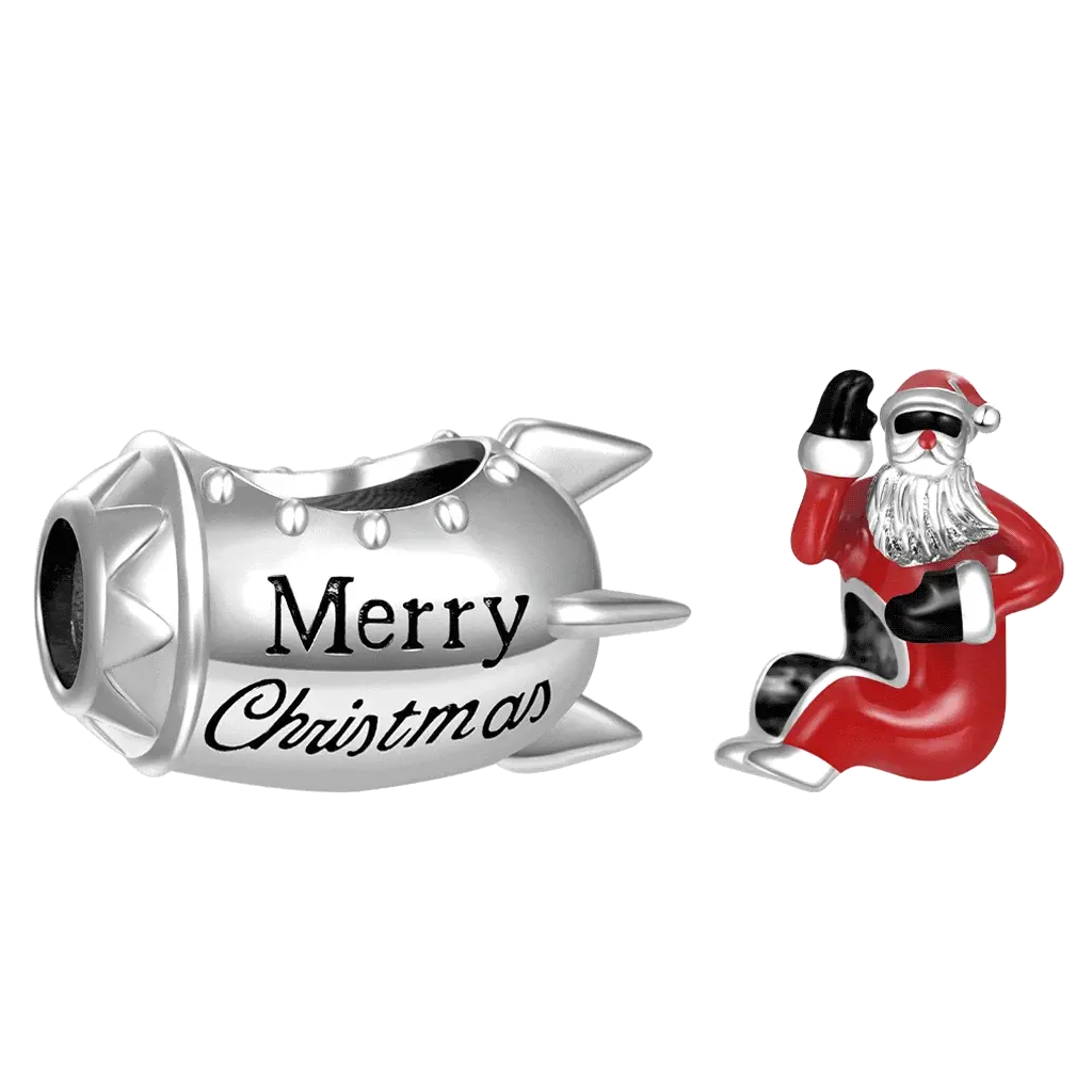 Gnoce Rocket Santa Claus Removable Charm Platinum-plated Silver Blend
