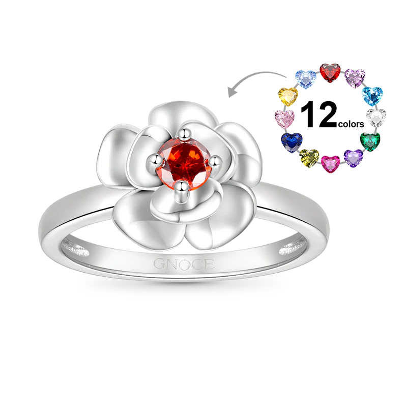 Gnoce Lucky Rose Birthstone Ring