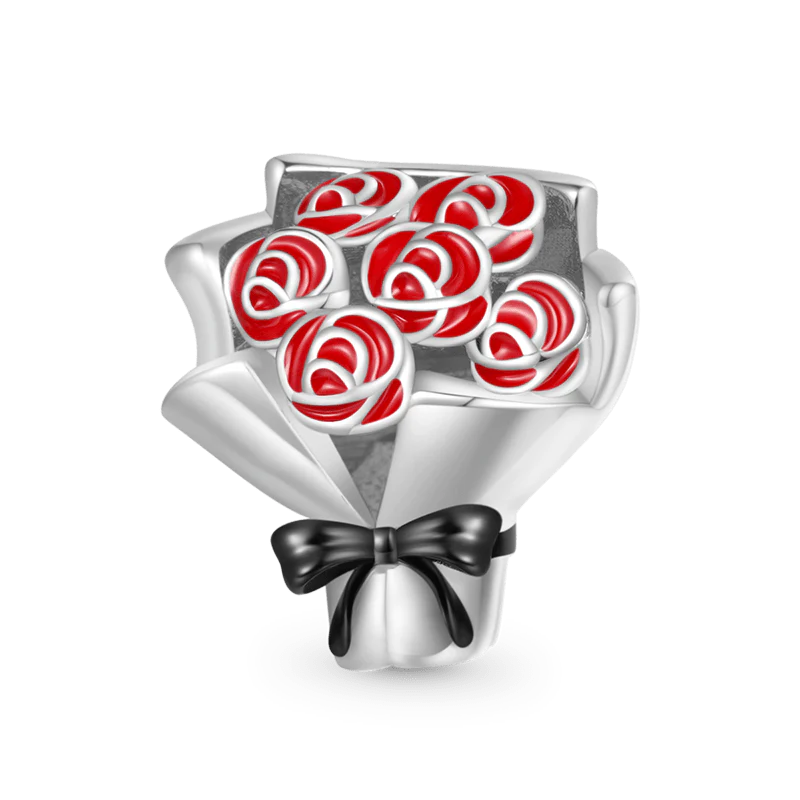 Gnoce Delicate Red Rose Bouquet Charm
