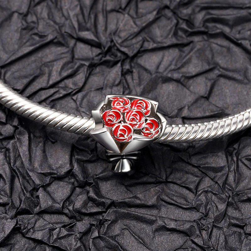 Gnoce Delicate Red Rose Bouquet Charm - Image 3
