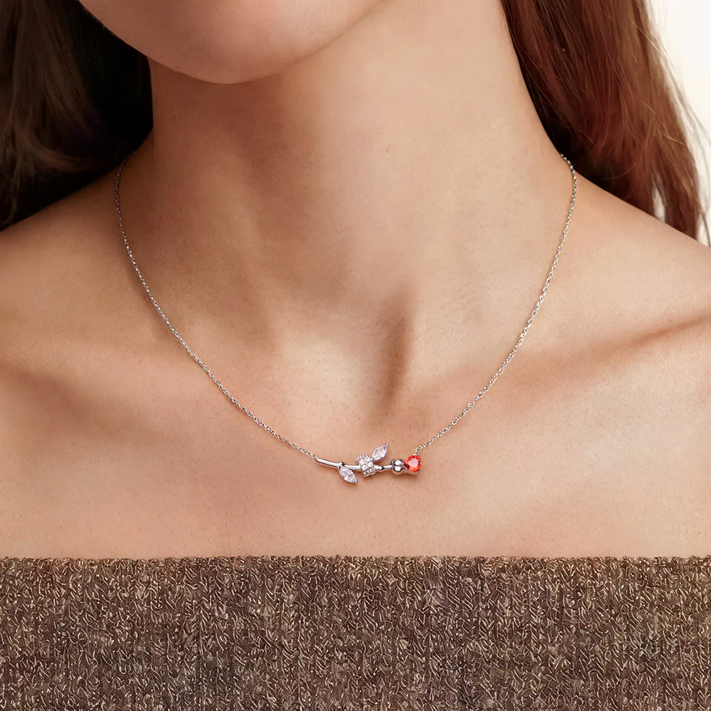 Gnoce Elegant Rose Flower Necklace - Image 2