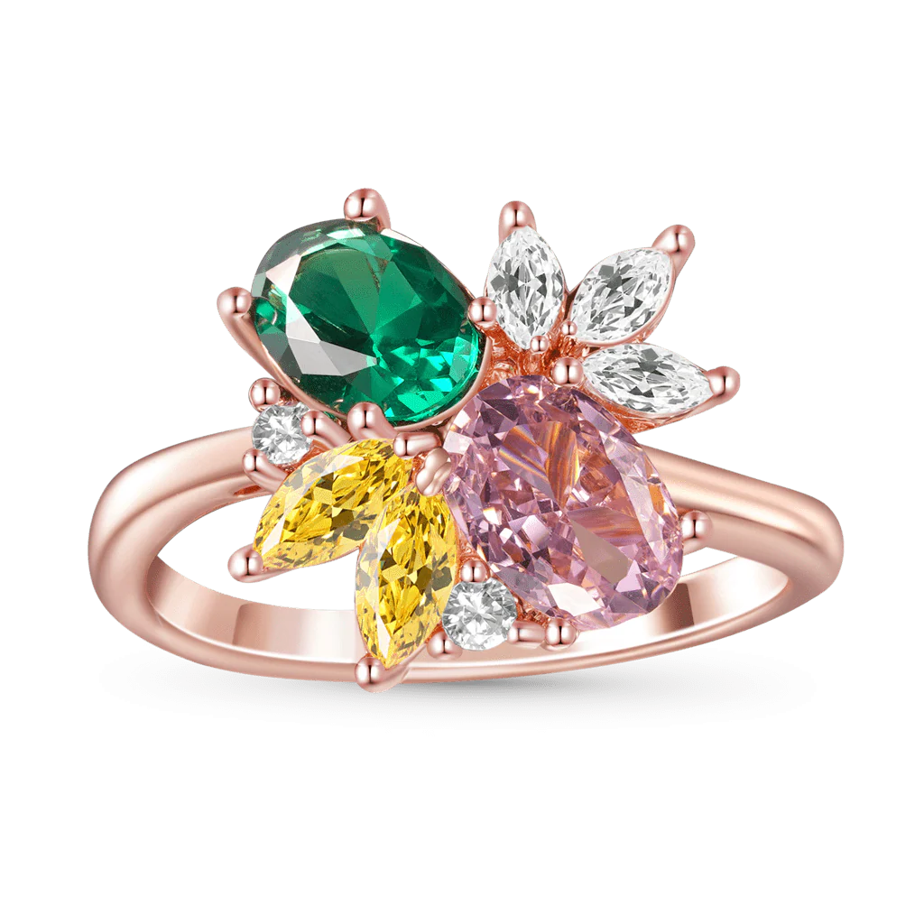 Gnoce Flower Garden Ring Platinum-plated Silver Blend