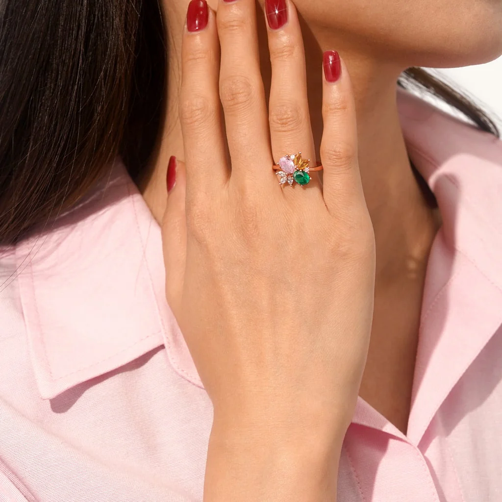 Gnoce Flower Garden Ring Platinum-plated Silver Blend - Image 4