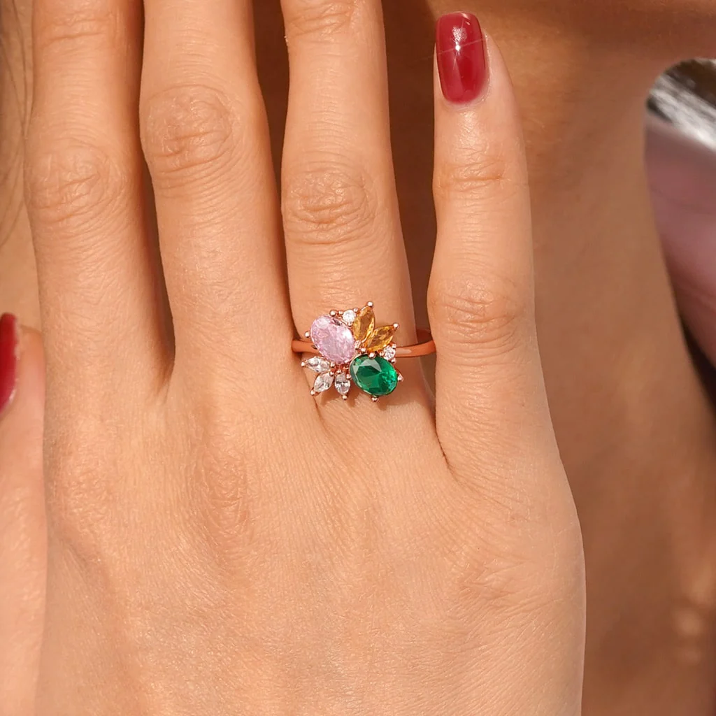 Gnoce Flower Garden Ring Platinum-plated Silver Blend - Image 5
