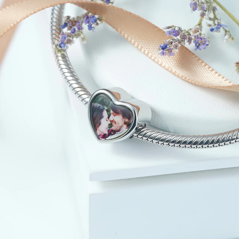 Gnoce Rose Lover Personalized Photo Charm Platinum-plated Silver Blend - Image 2