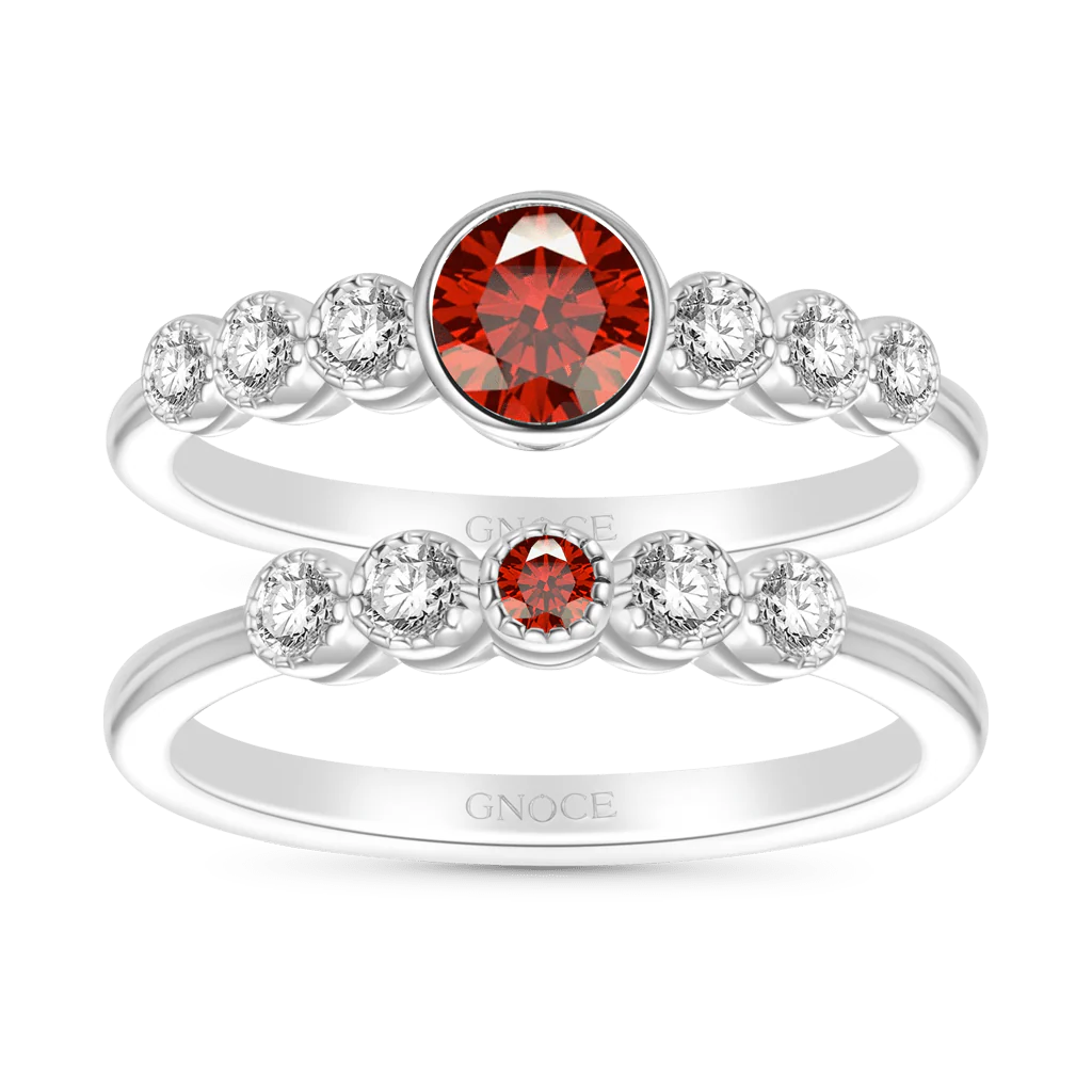 Gnoce Round-cut Stackable Ring Set Platinum-plated Silver Blend