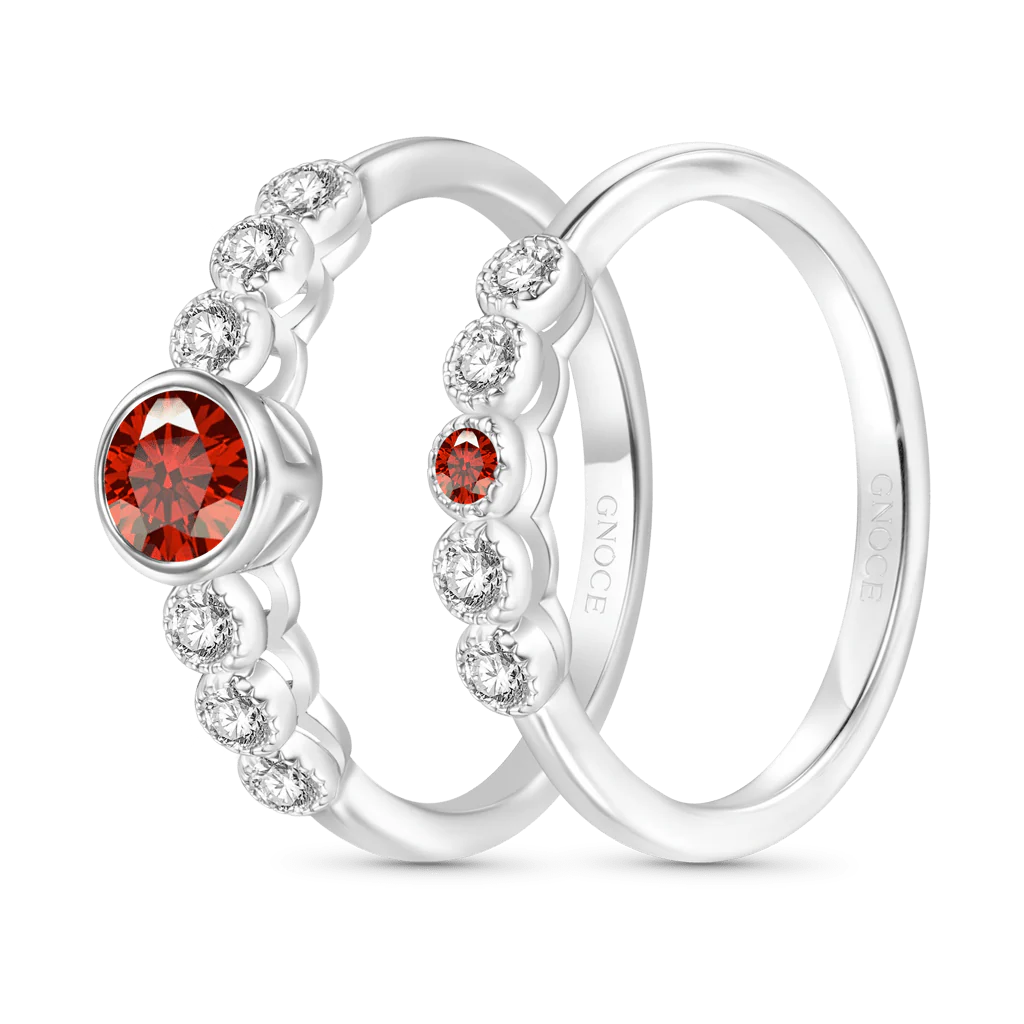 Gnoce Round-cut Stackable Ring Set Platinum-plated Silver Blend - Image 2