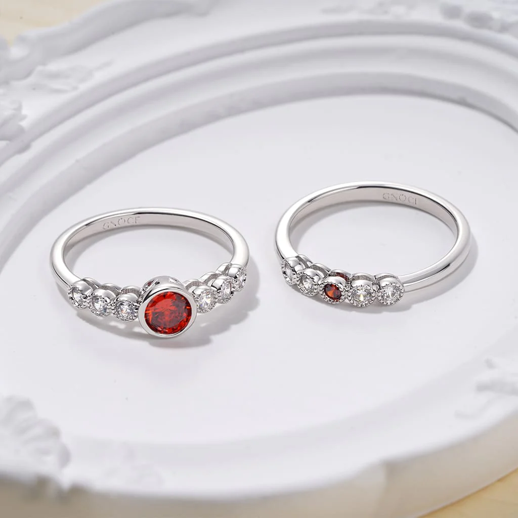 Gnoce Round-cut Stackable Ring Set Platinum-plated Silver Blend - Image 3