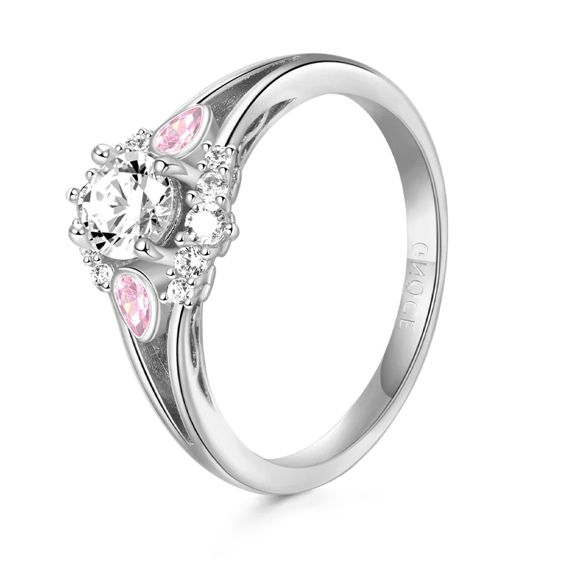 Gnoce Elegant Round Cut Promise Ring Platinum-plated Silver Blend - Image 3
