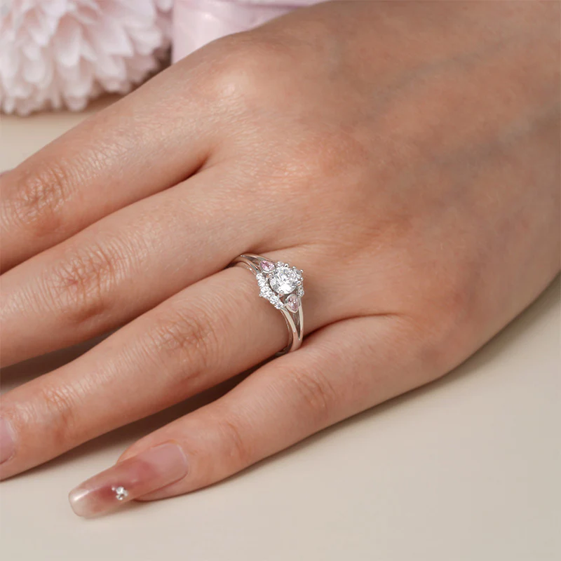 Gnoce Elegant Round Cut Promise Ring Platinum-plated Silver Blend - Image 5