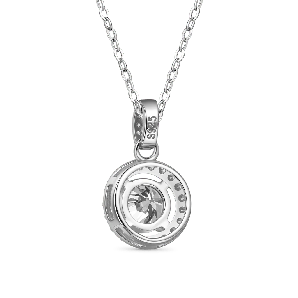 Gnoce Round Cut Rubover Moissanite Necklace Platinum-plated Silver Blend - Image 2