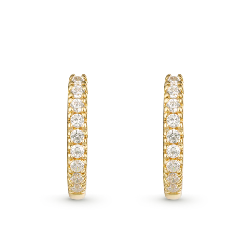Gnoce Round Hoops Diamond Stud Earrings Platinum-plated Silver Blend
