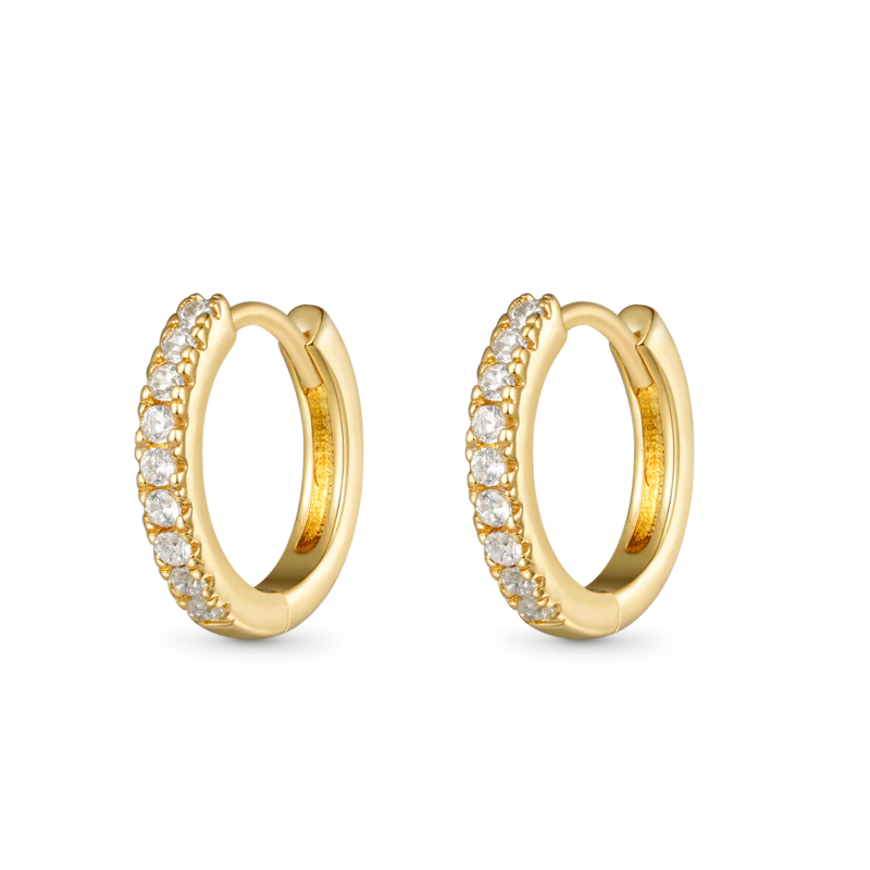 Gnoce Round Hoops Diamond Stud Earrings Platinum-plated Silver Blend - Image 2