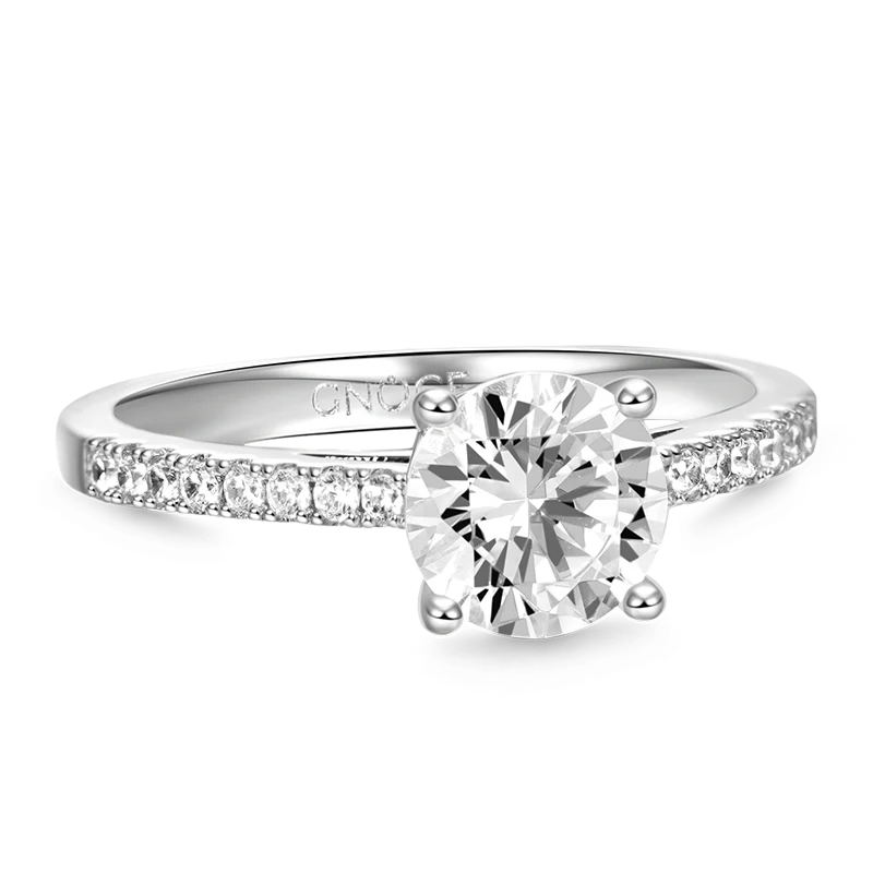 Gnoce Sparkling Round Solitaire Ring Platinum-plated Silver Blend - Image 2