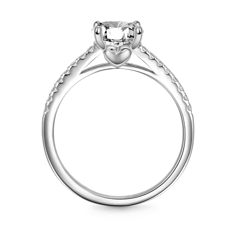 Gnoce Sparkling Round Solitaire Ring Platinum-plated Silver Blend - Image 4