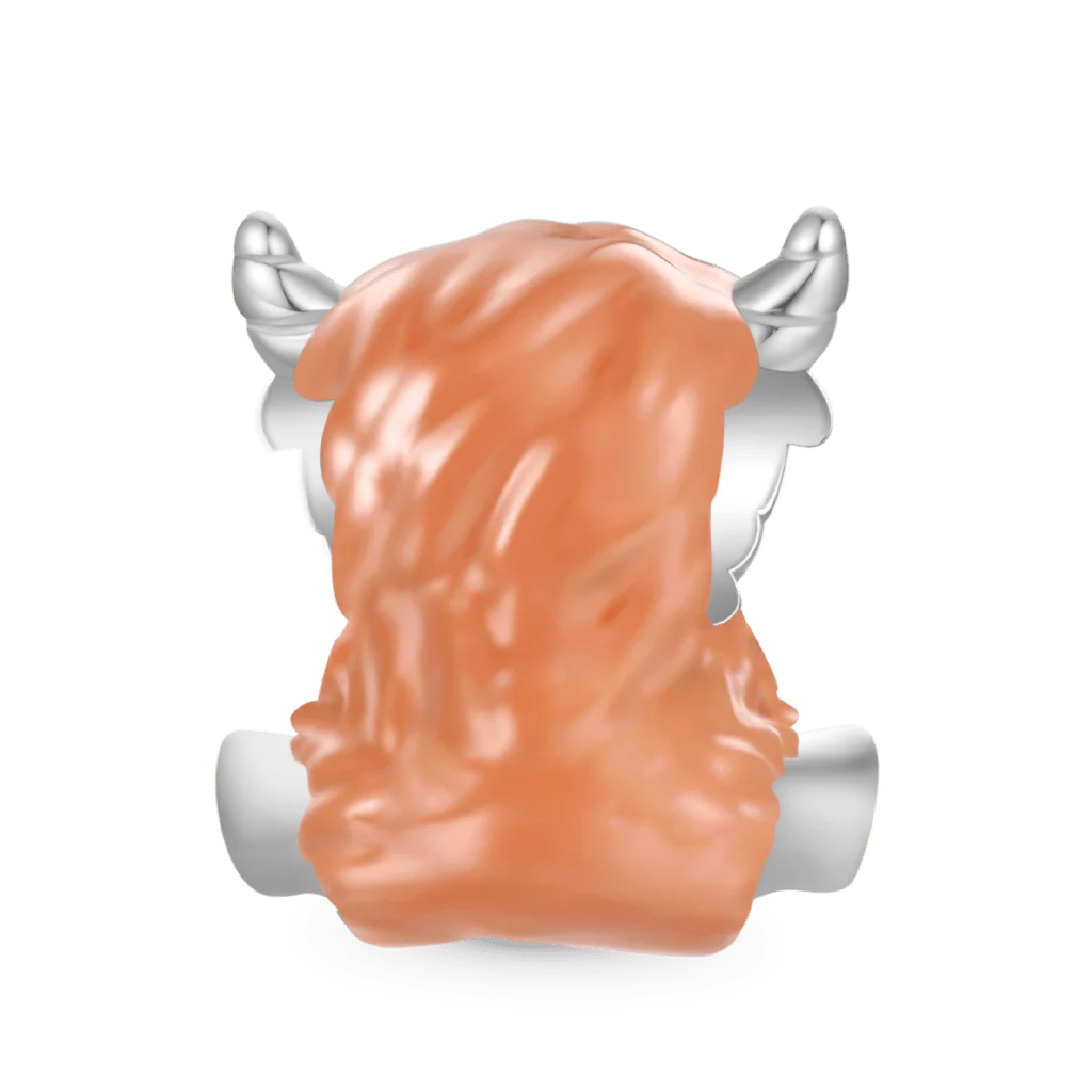 Gnoce Rufous Scottish Highland Cow Charm Platinum-plated Silver Blend - Image 2