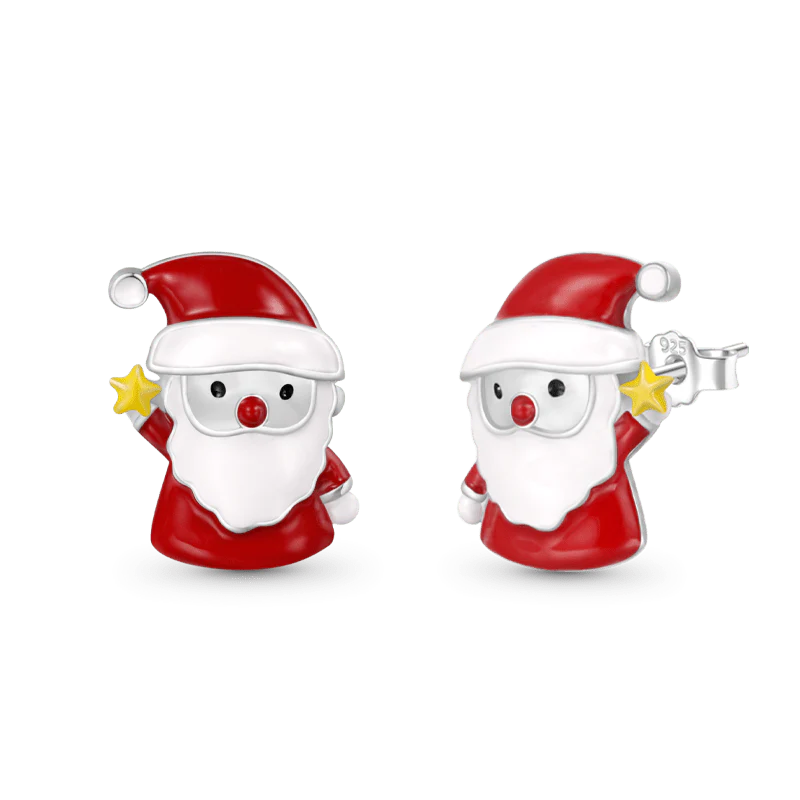 Gnoce Santa Claus Stud Earrings Platinum-plated Silver Blend
