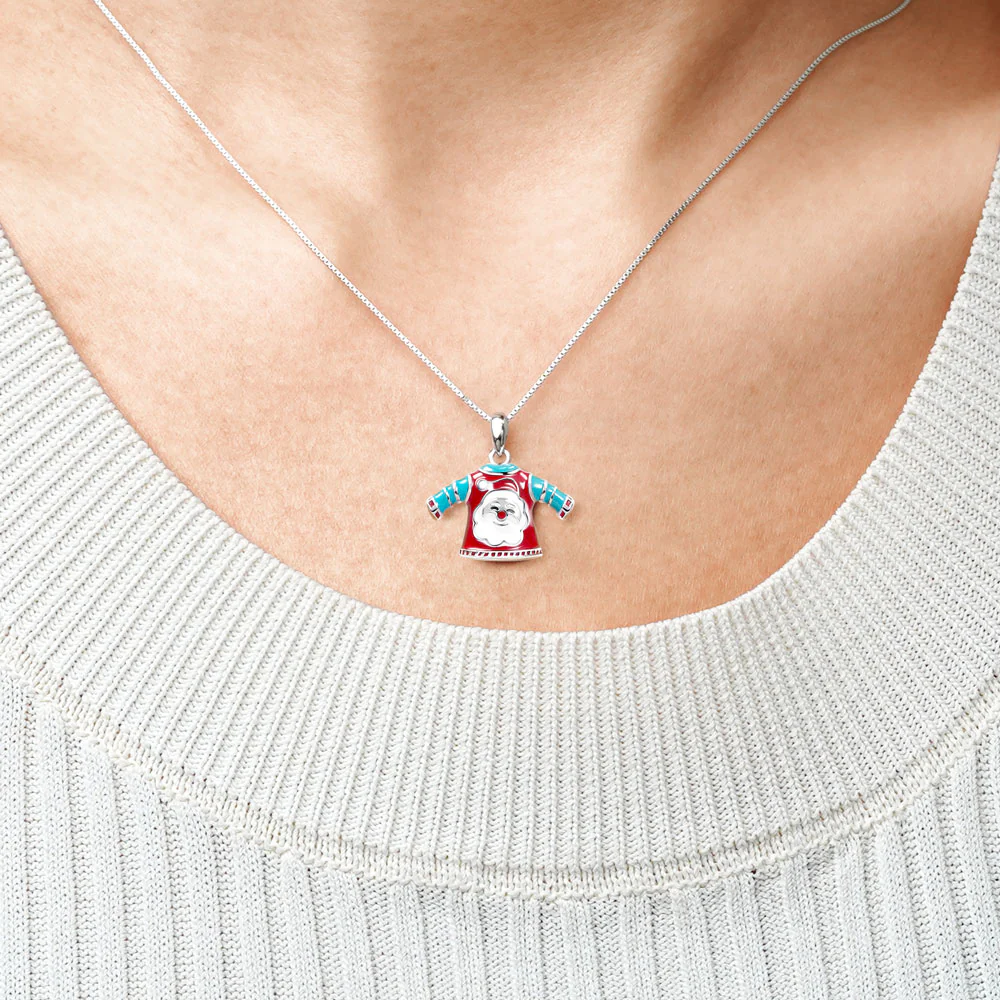 Gnoce Santa Claus T-shirt Necklace Platinum-plated Silver Blend - Image 4