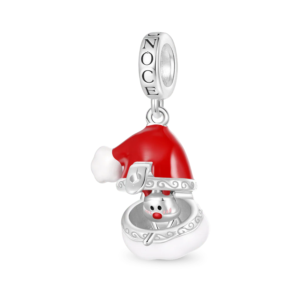 Gnoce Openable Santa Hat Elk Charm Platinum-plated Silver Blend - Image 2