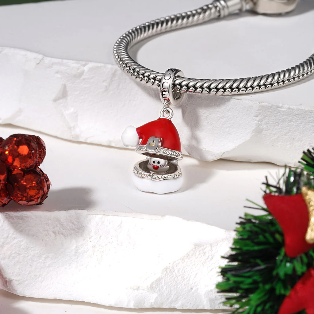 Gnoce Openable Santa Hat Elk Charm Platinum-plated Silver Blend - Image 4