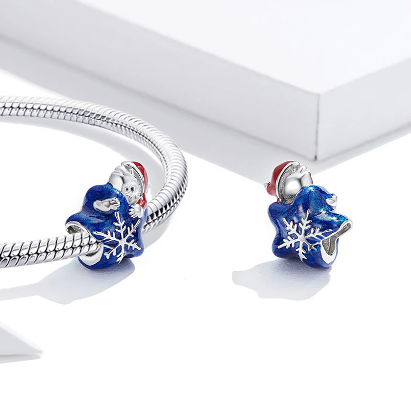 Santa Claus Embraces Star Charm Bead 925 Sterling Silver - Image 2