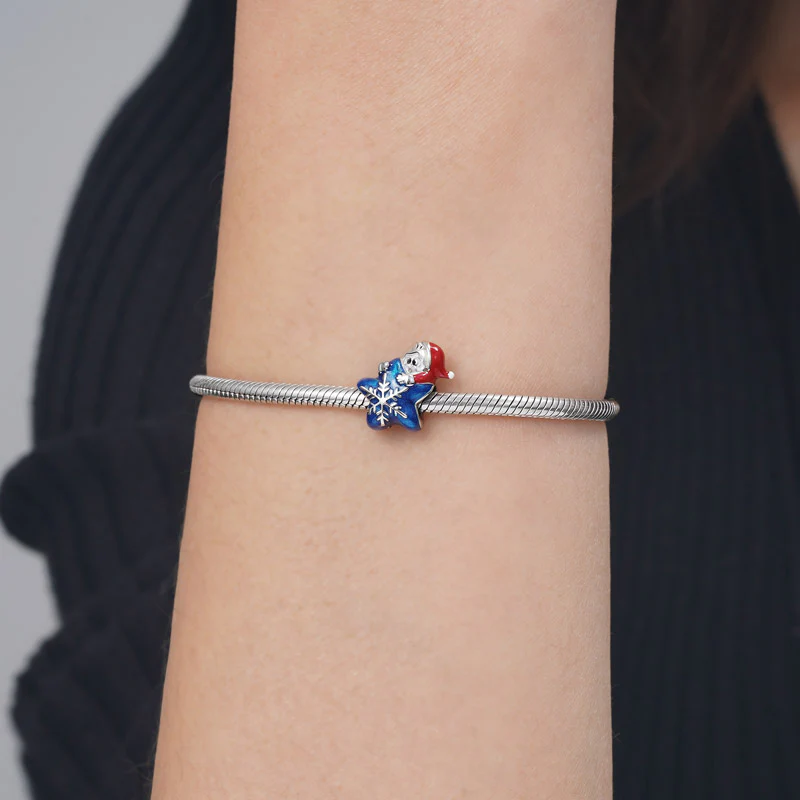 Santa Claus Embraces Star Charm Bead 925 Sterling Silver - Image 3