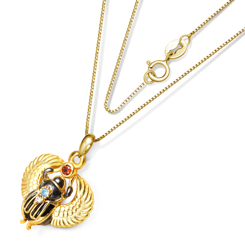 Gnoce Amulet Scarab Necklace Platinum-plated Silver Blend - Image 2