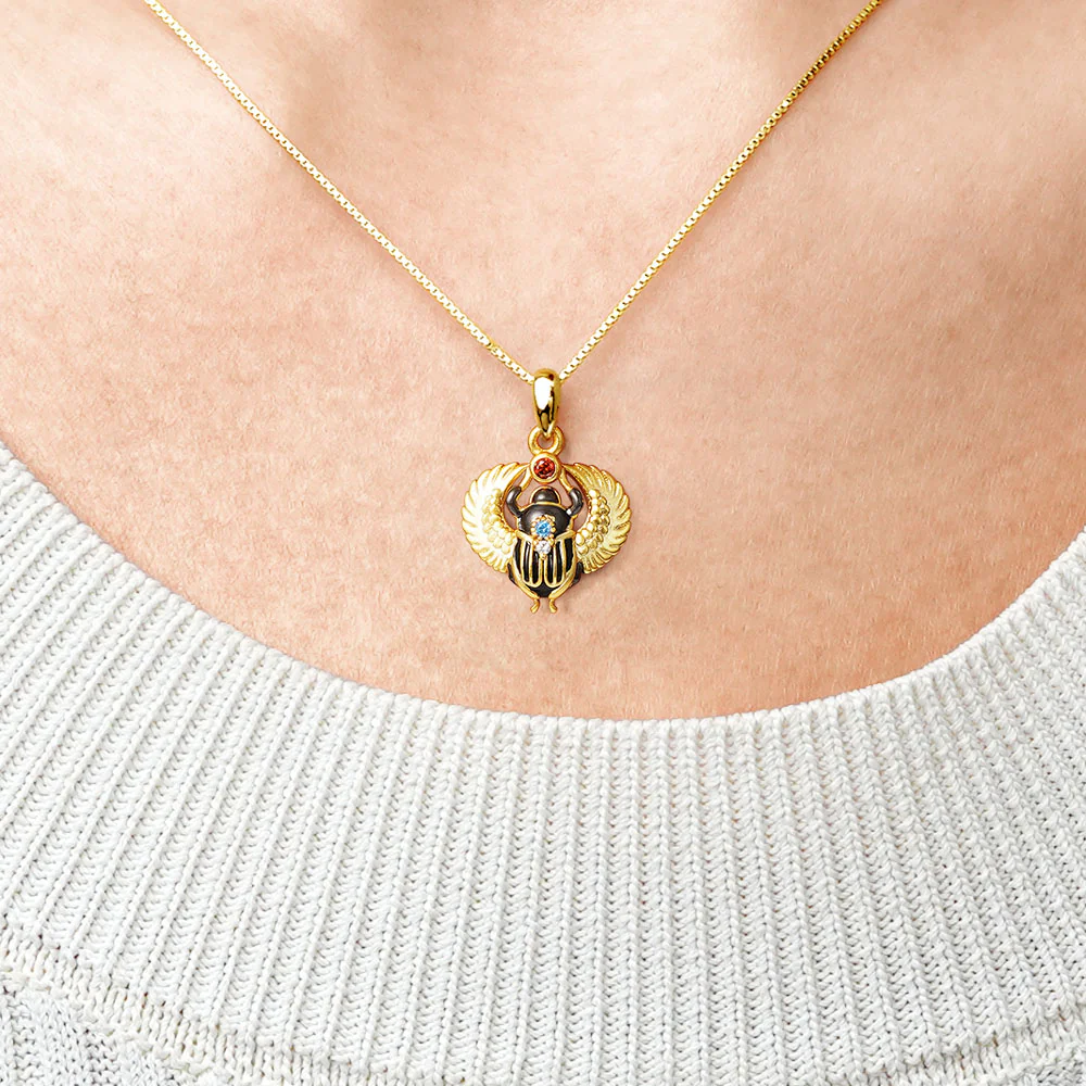 Gnoce Amulet Scarab Necklace Platinum-plated Silver Blend - Image 4