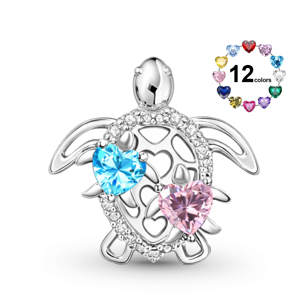 Gnoce Mother's Day Sea Turtle Engravable Birthstone Charm - Image 6
