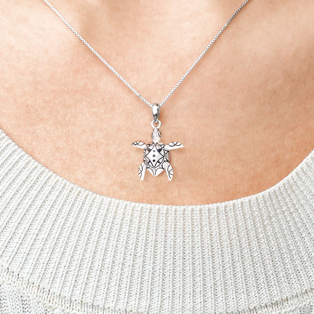 Gnoce Sea Turtle Necklace Platinum-plated Silver Blend - Image 4