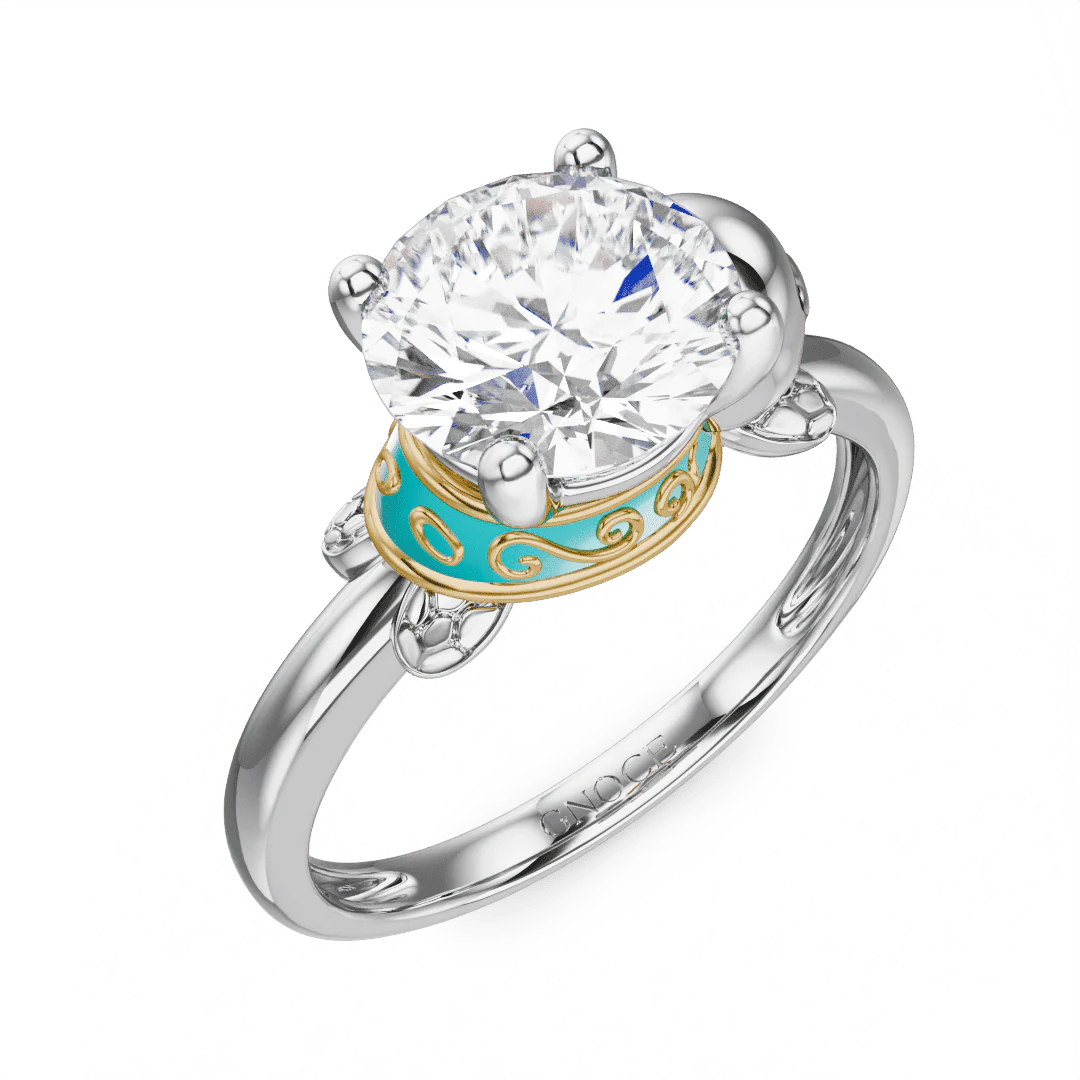 Gnoce Sea Turtles Embraces Moissanite Ring Platinum-plated Silver Blend - Image 2