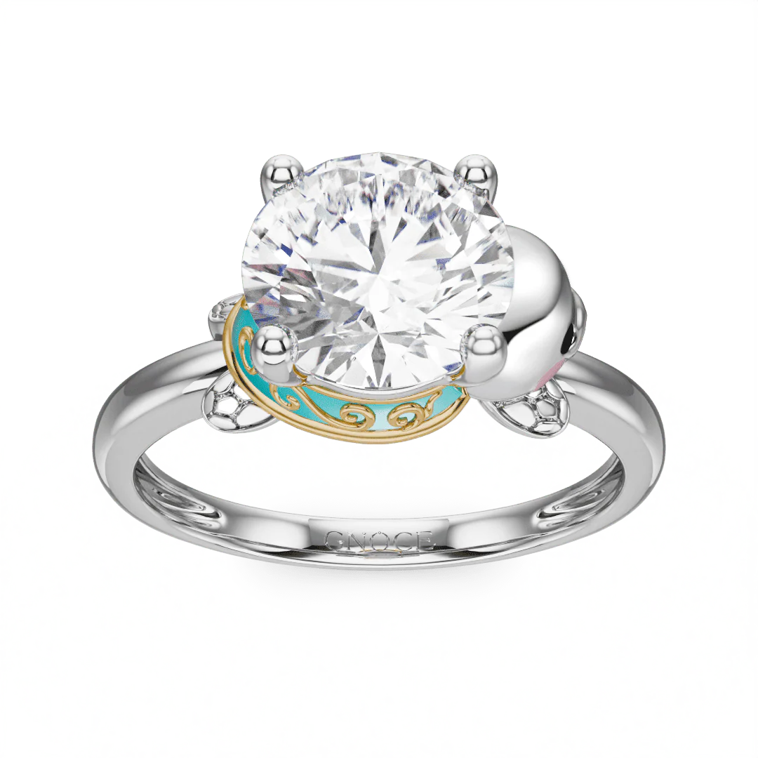 Gnoce Sea Turtles Embraces Moissanite Ring Platinum-plated Silver Blend - Image 3