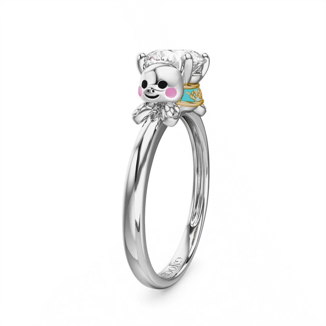 Gnoce Sea Turtles Embraces Moissanite Ring Platinum-plated Silver Blend - Image 4