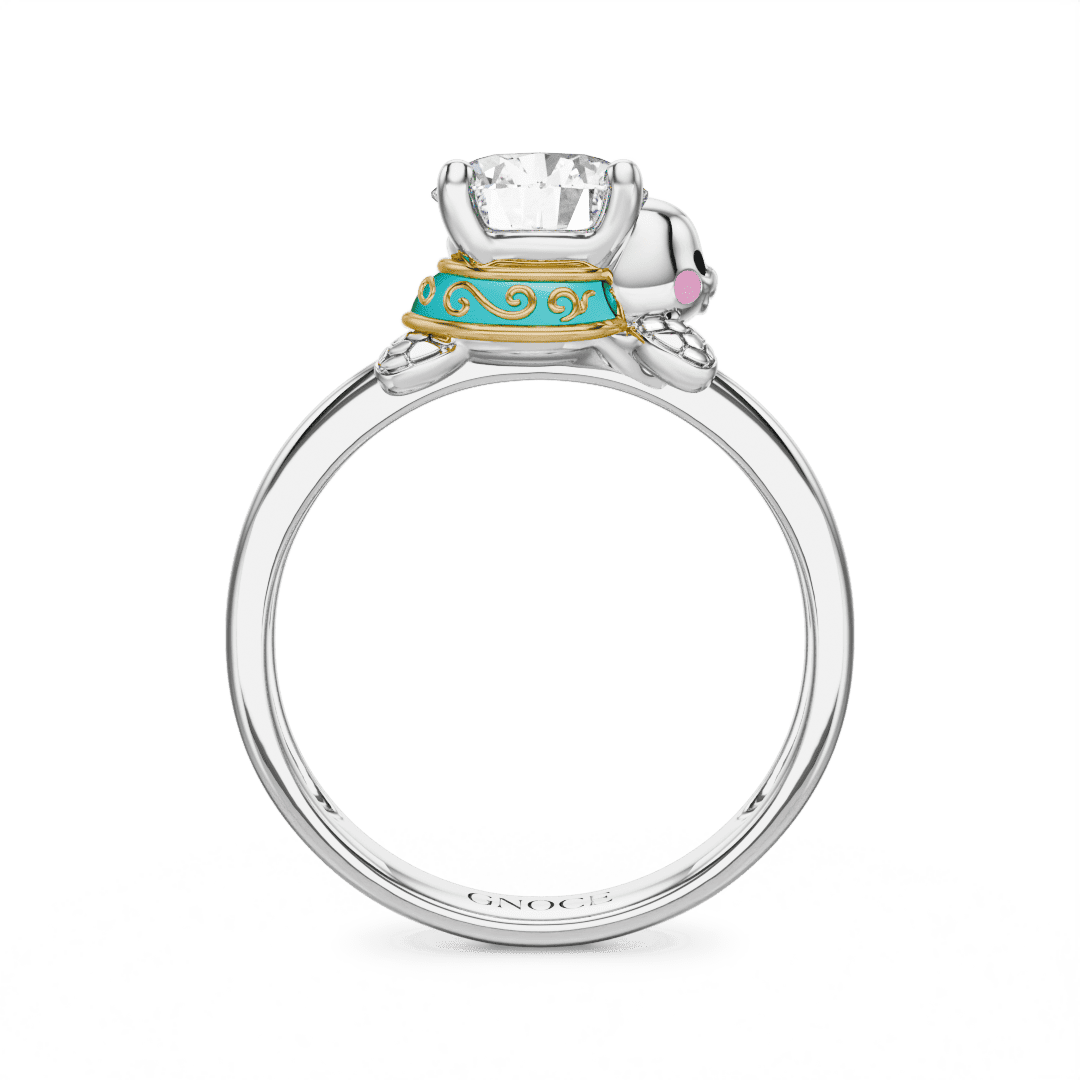 Gnoce Sea Turtles Embraces Moissanite Ring Platinum-plated Silver Blend - Image 5