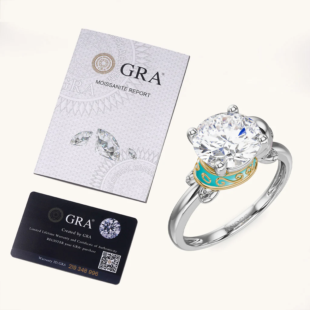 Gnoce Sea Turtles Embraces Moissanite Ring Platinum-plated Silver Blend - Image 6