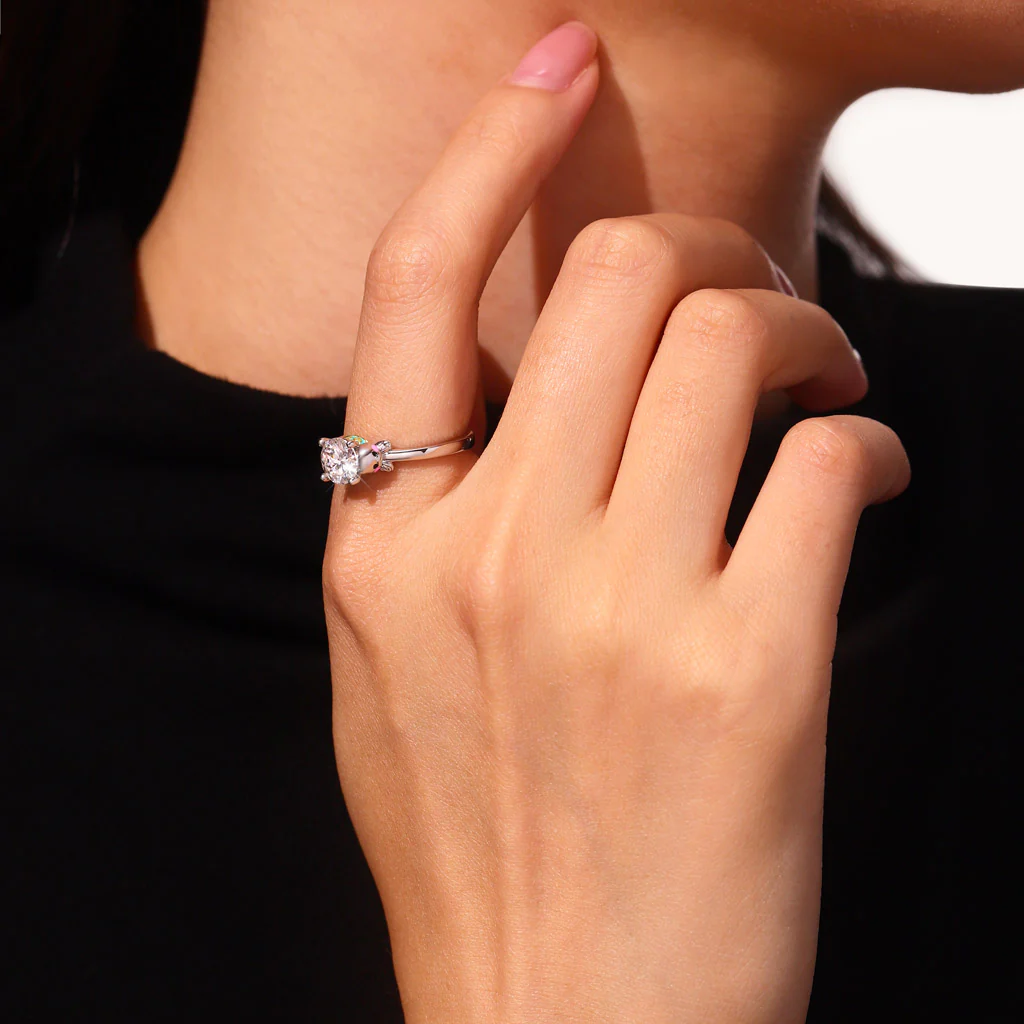 Gnoce Sea Turtles Embraces Moissanite Ring Platinum-plated Silver Blend - Image 8