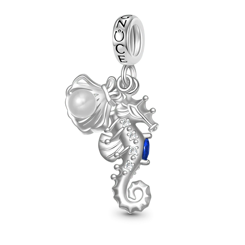 Gnoce Seahorse Shell Double Charm Platinum-plated Silver Blend