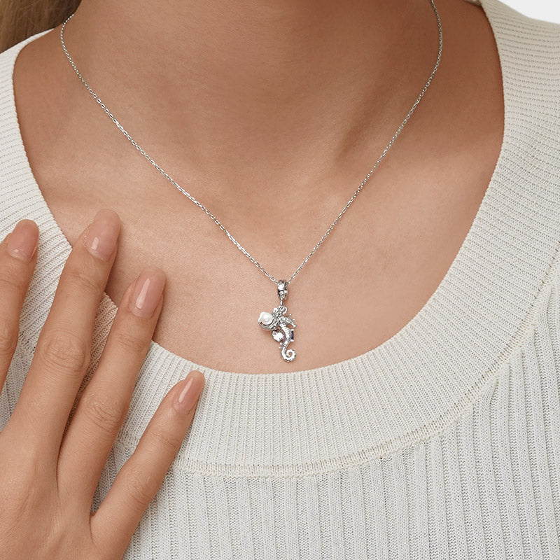 Gnoce Seahorse Shell Double Charm Platinum-plated Silver Blend - Image 7