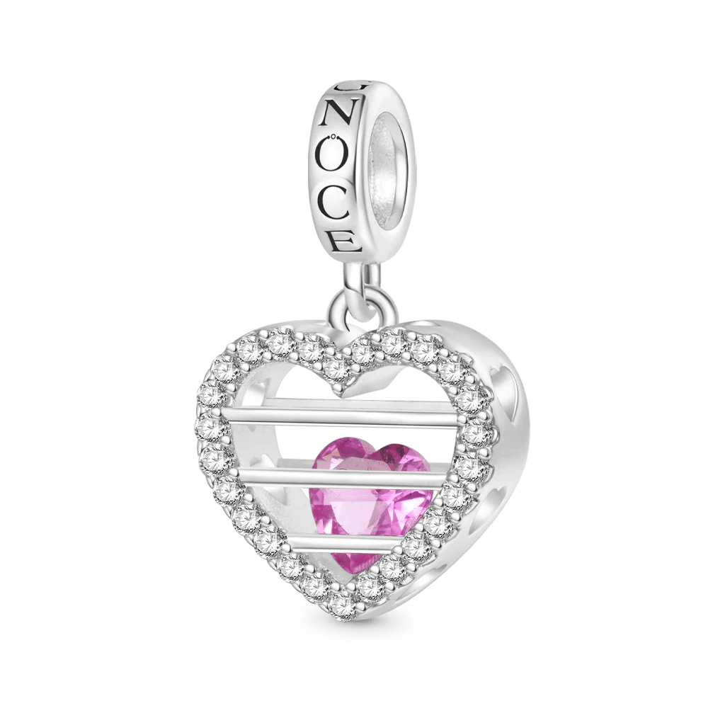 Gnoce Sealed Love Heart Birthstone Charm Platinum-plated Silver Blend - Image 2