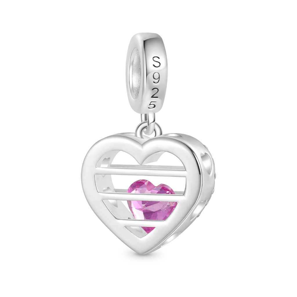 Gnoce Sealed Love Heart Birthstone Charm Platinum-plated Silver Blend - Image 3