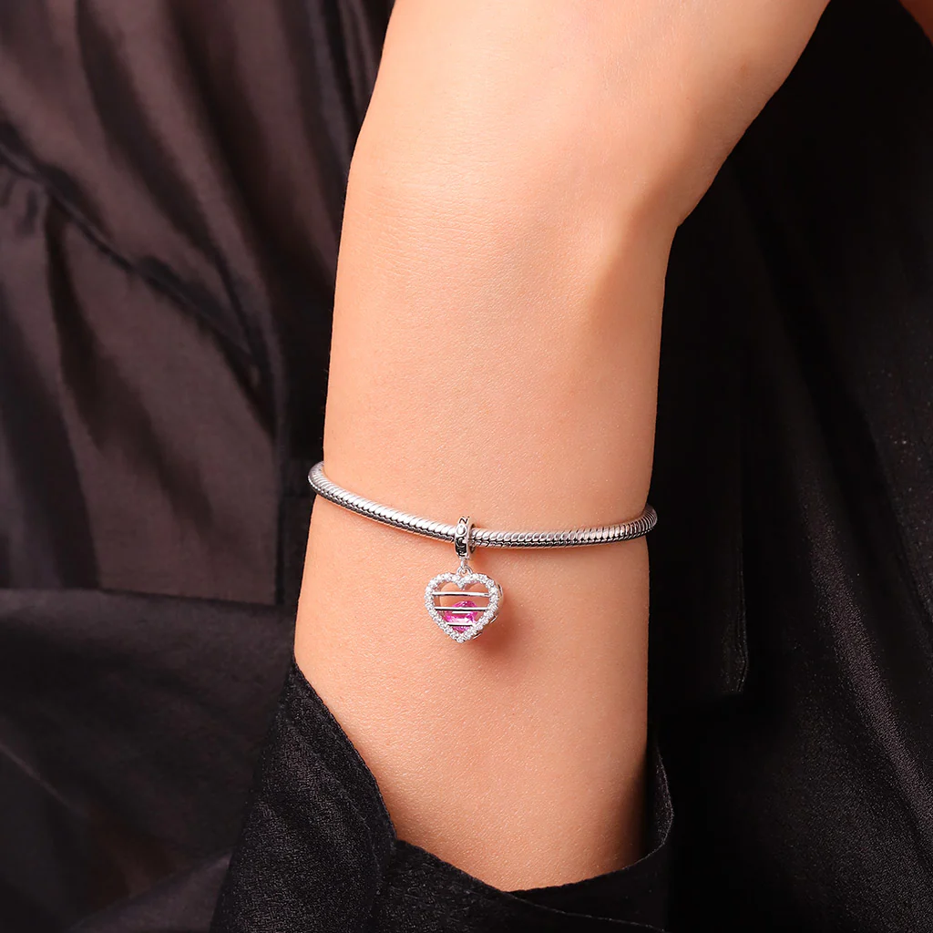 Gnoce Sealed Love Heart Birthstone Charm Platinum-plated Silver Blend - Image 6
