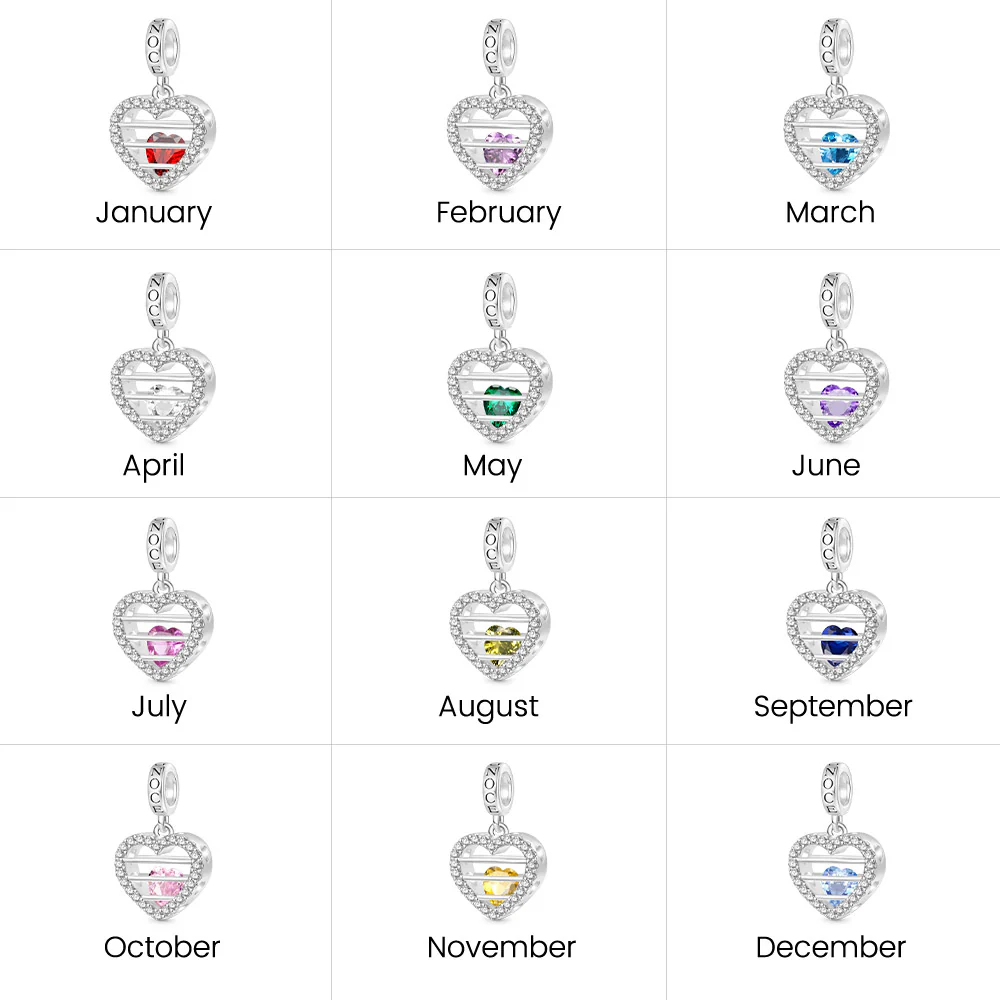 Gnoce Sealed Love Heart Birthstone Charm Platinum-plated Silver Blend - Image 7
