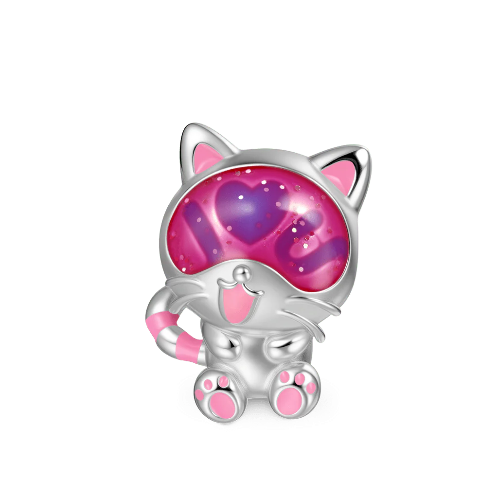 Gnoce Love U Cat Glow-in-the-Dark Charm Platinum-plated Silver Blend - Image 2