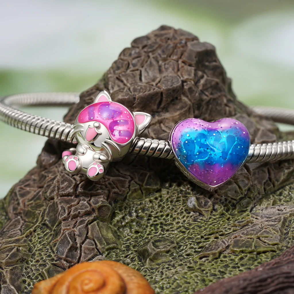Gnoce Love U Cat Glow-in-the-Dark Charm Platinum-plated Silver Blend - Image 4