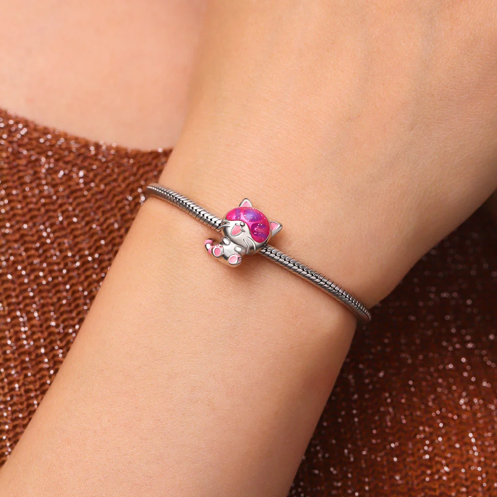 Gnoce Love U Cat Glow-in-the-Dark Charm Platinum-plated Silver Blend - Image 6